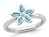2/5 Carat (ctw) Blue Topaz Flower Ring in Sterling Silver